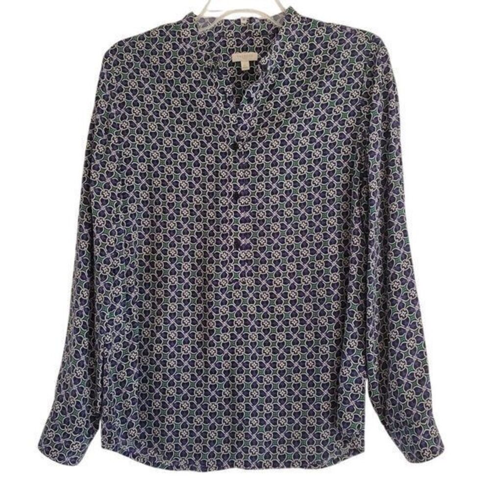 Talbots Top Popover Womens Small Oversized Tencel Lyocell Blend‎ Artsy Floral